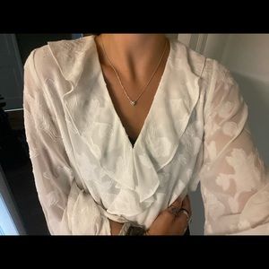 Anthropologie White Long-Sleeve Blouse